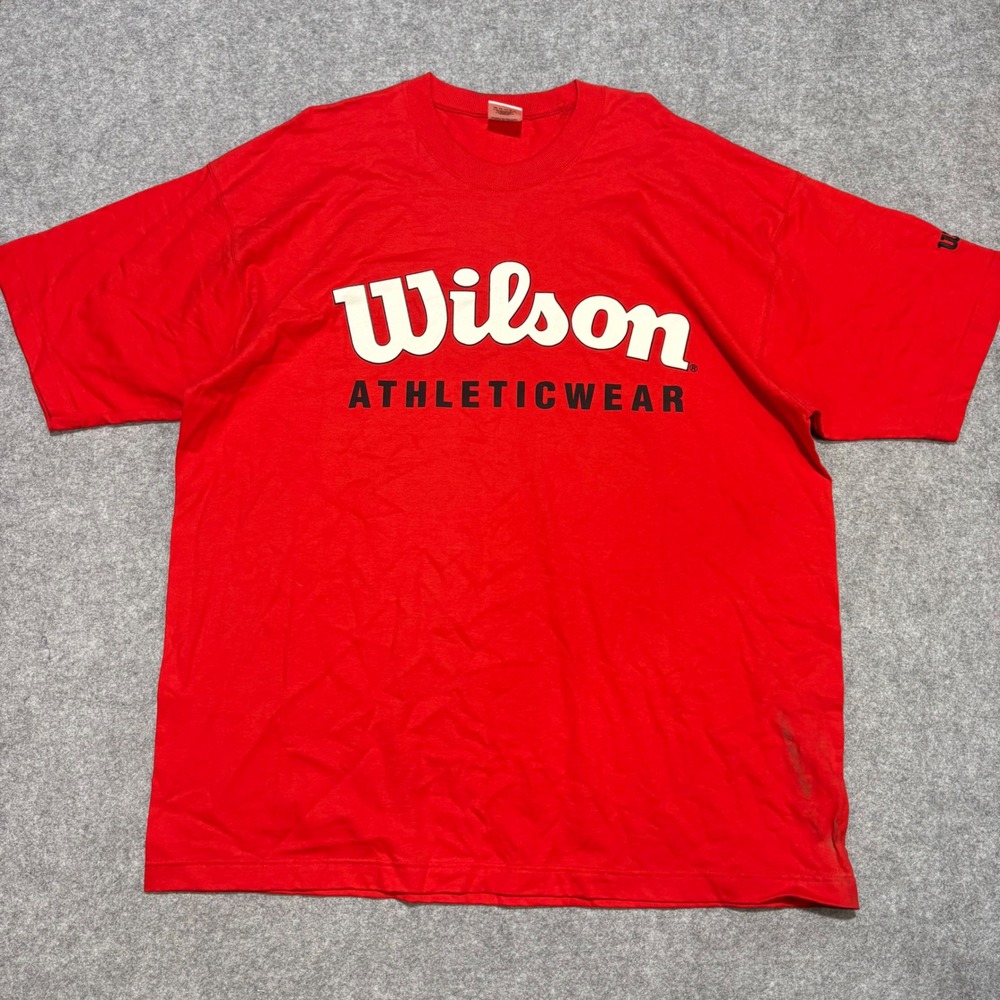 Vintage Wilson Athleticwear T Shirt Mens XXL Red Cotton Graphic Logo USA Made
